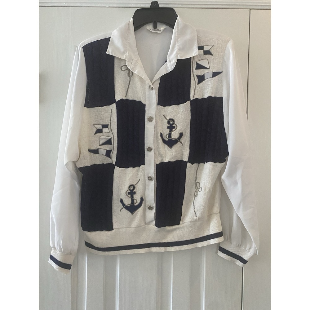 Philippe Marques Vintage Mixed Media Nautical Sweater Size 14. EUC. Vintage 80s